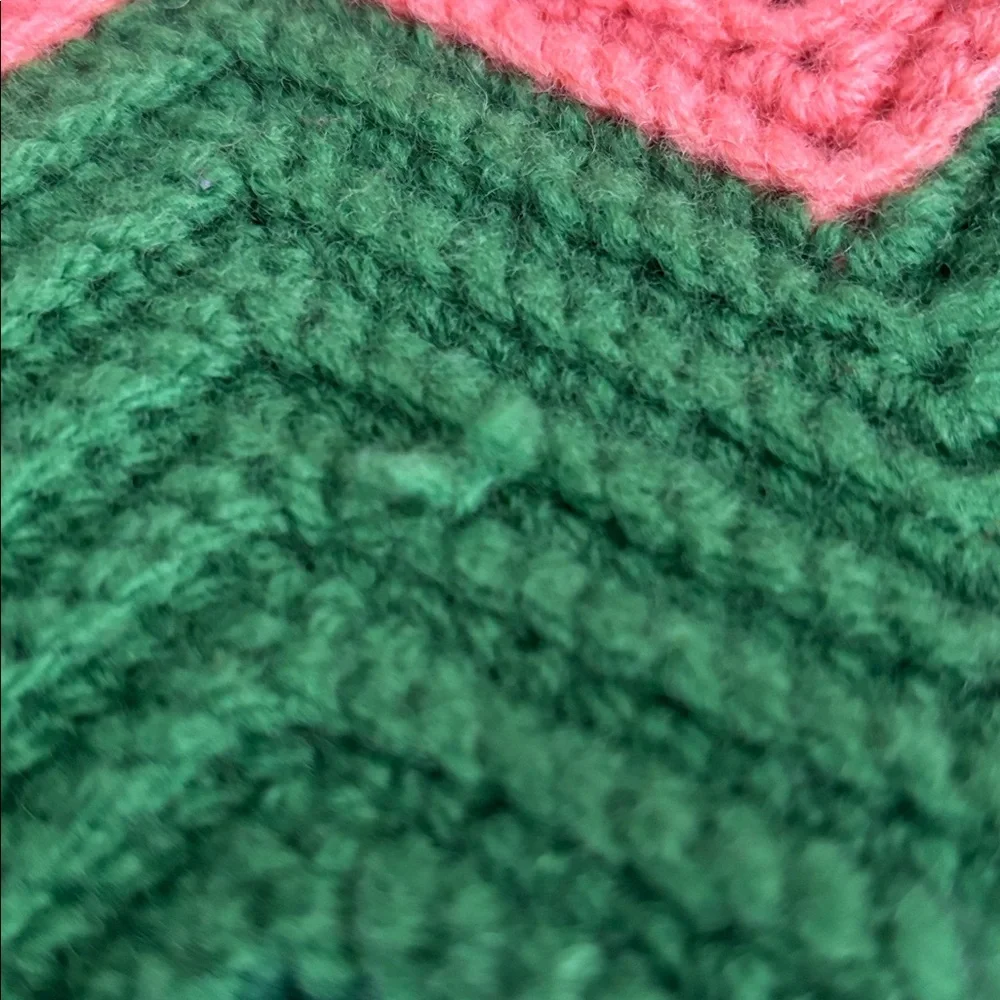 Handmade Crocheted Wool Chevron Afghan Blanket Throw